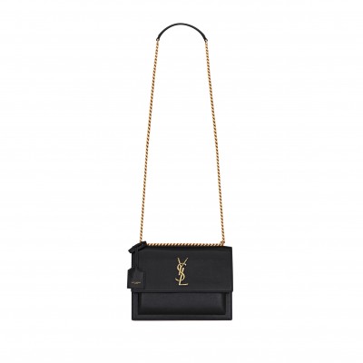 YSL SUNSET MEDIUM IN COATED-BARK LEATHER 442906H3Z0W1000 (22*16*6.5cm)